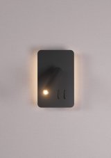 REDO 01-2982 QUDA nástěnné bodové svítidlo/spot s vypínačem LED 6+3W/330+135lm 3000K černá, USB port