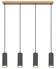 GLOBO 57911-4HG ROBBY závěsné svítidlo 4xGU10 grafit, imitace dřeva