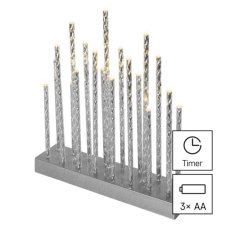 DCAW02 EMOS LED svietnik strieborný V285mm 3xAA teplá biela, časovač