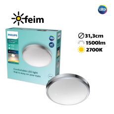 Philips Doris LED CL257 Stropné svítidlo do koupelny kruhové 17W/1500lm 313mm 2700K IP44 nikl