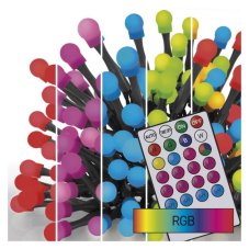 EMOS D5AA01 vánoční řetěz - kuličky CHERRY 96 LED 10m 3,6W RGB, IP44, barva drátu - černá, časovač, dálkový ovladač, adaptér