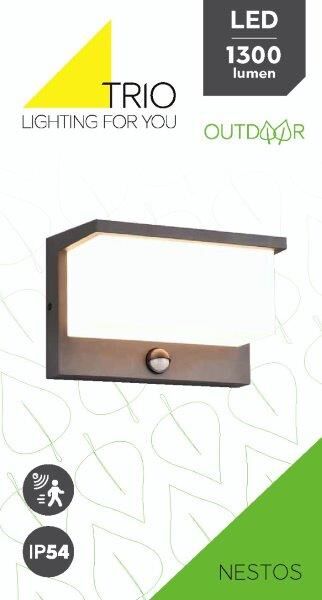 TRIO 240969142 NESTOS vonkajšie nástenné svietidlo so senzorom SMD LED 13W/1300lm 3000K IP54 antracitová, biela