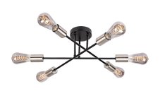 RABALUX 71026 Branwen stropné svietidlo 6xE27 D570mm matná čierna, saténový chróm