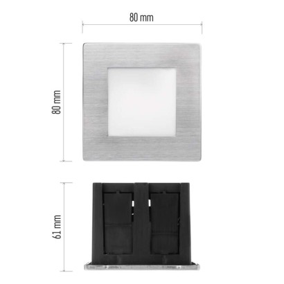 Emos ZC0110 LED AMAL vstavané svietidlo obdĺžnik štvorec 80 × 80 × 61 mm 2W 70lm 4000K nerez