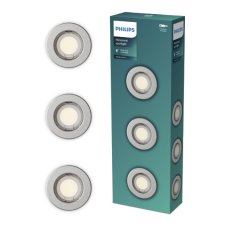 Zapuštěné svítidlo GU10 nikl IP20 PHILIPS Peridot 8721103037114 balení 3 ks
