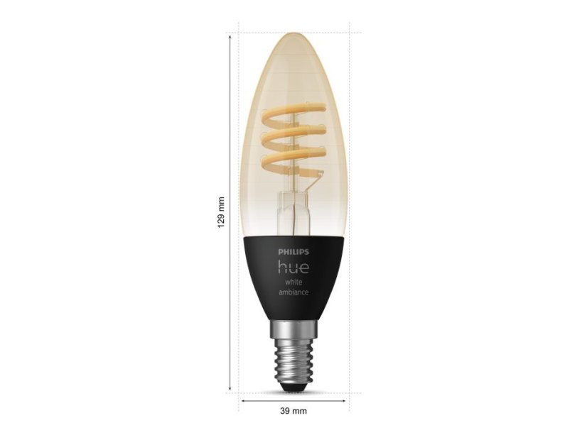 8719514411869 Philips Hue White Ambiance Filament žárovka svíčka E14 4,6W/300lm 2200-4500K 2-set