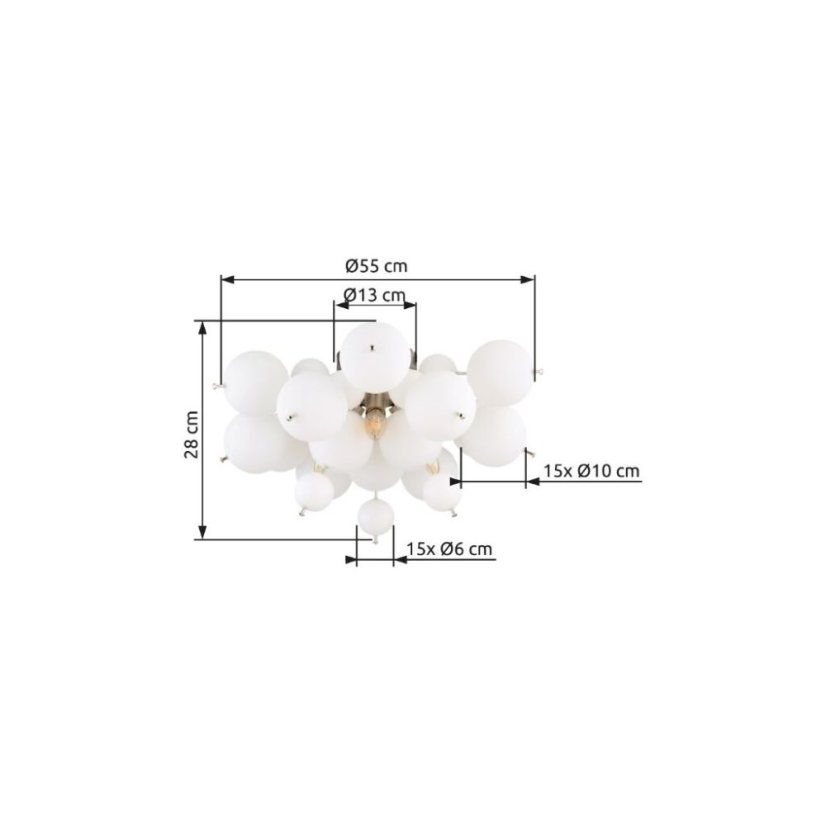 GLOBO 15633DO UDO stropní svítidlo D550mm 3xE14 matný nikl, bílá