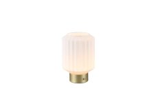 TRIO Reality R57761101 LORD dotyková stolná lampička SMD LED 1,5W/100lm 3000K mosadzná matná, biela, nabíjateľná batéria, USB-C port