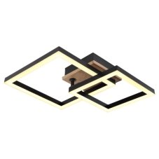 GLOBO 672840-15 BARD stropní svítidlo LED 15W/700lm 3000K černá, vzhled dřeva, bílá