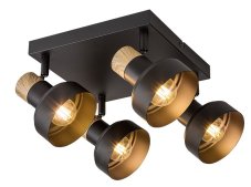 RABALUX 73058 Saskia stropné bodové svietidlo/spot 4xE14 čierna, drevo