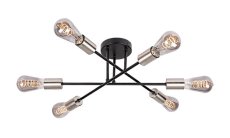 RABALUX 71026 Branwen stropní svítidlo 6xE27 D570mm matná černá, saténový chrom