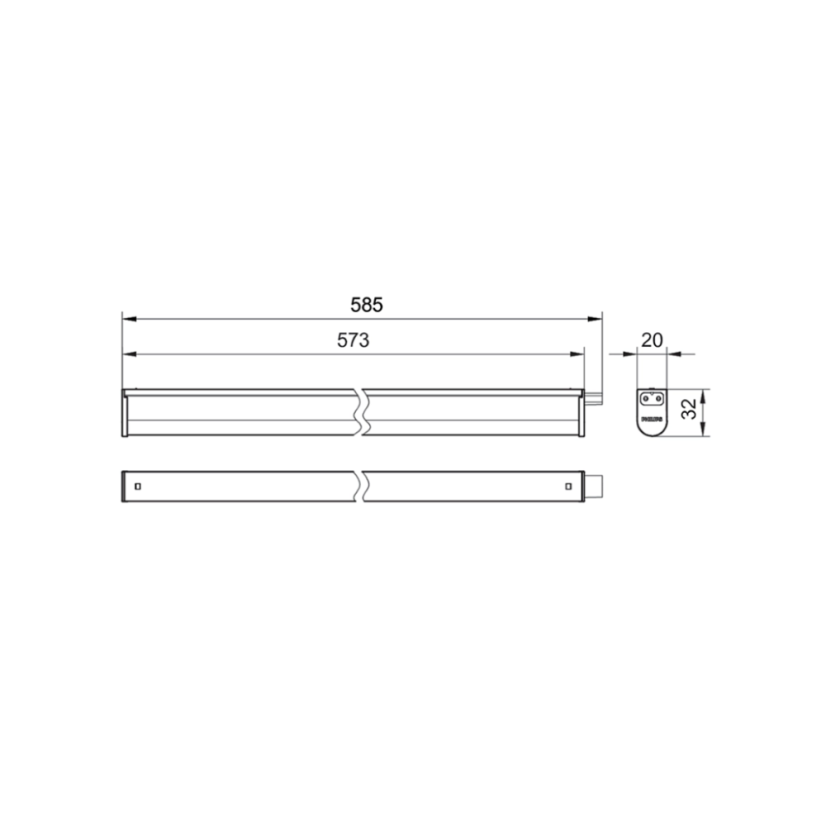 Philips 8720169510395 Projectline Batten lištové svítidlo LED š585mm 6,5W/750lm 3000+4000+6500K bílá
