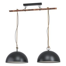Eglo Vintage 43397 HODSOLL Závěsné svítidlo E27 2x40W černá, hnědá