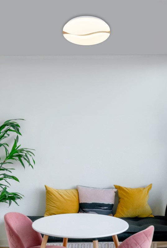 GLOBO 41790-20 LETICIA stropní svítidlo D390mm LED 24W 2790/1850lm 3000+4200+6000K bílá, dřevo