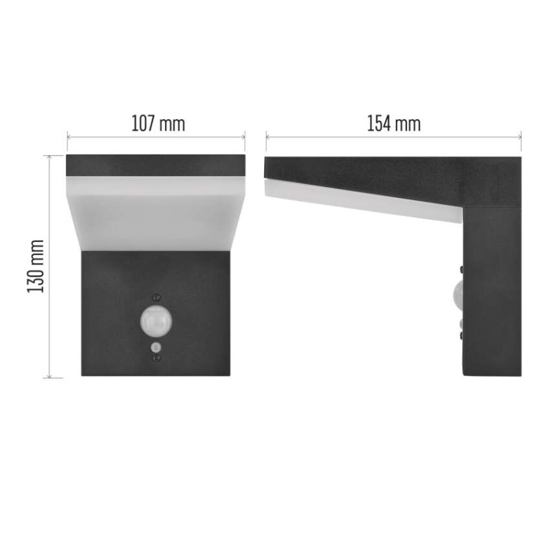 EMOS ZGK044S VEREA solární venkovní nástěnné svítidlo LED 154 × 107 × 130 4,4W 460lm 3000K IP44 se senzorem černá