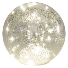 LED vianočná sklenená zlatá guľa 15 cm teplá biela časovač EMOS DCLW35