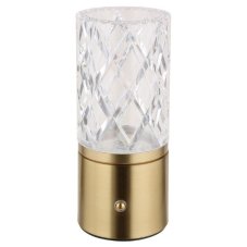 GLOBO 21010M LUNKI dotyková stolní lampička V190mm LED 2,5W/185lm 2700+6500+4000K mosazná, průhledná, včetně baterie CR18650 1800mAh 3,7V, USB-A 2.0 - USB-C
