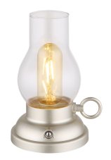 GLOBO 58016CH PETRO dekoračné osvetlenie - petrolejka V175mm LED 1W 80/65lm 2700K champagne, USB Cable incl., 3StepDIM