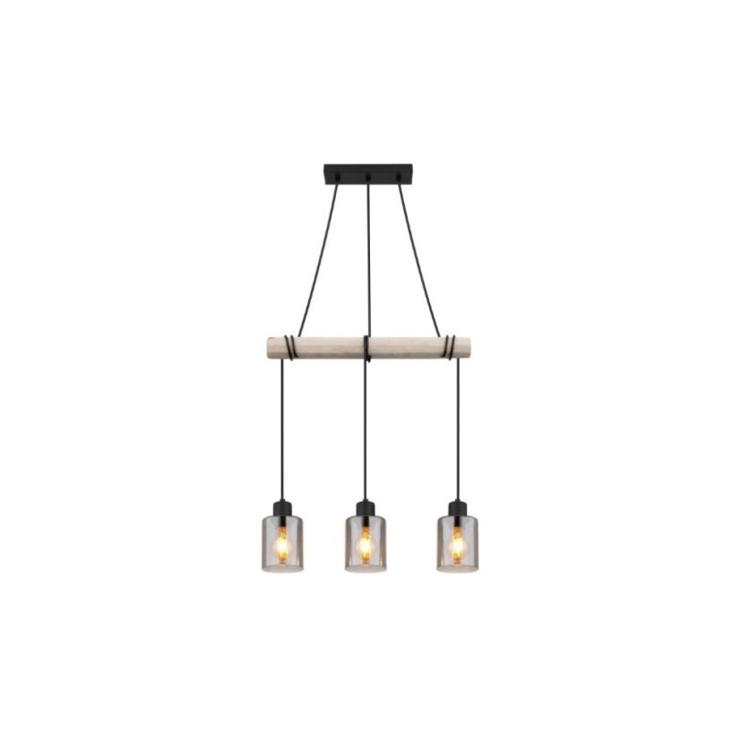GLOBO 15465-3H HADERA závesné svietidlo 3xE27 čierna matná, dymová
