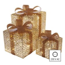 DCFC14 EMOS vianočná dekorácia - darčeky LED 3 veľkosti 15x15x15cm, 20x20x20cm, 25x25x25cm, teplá biela