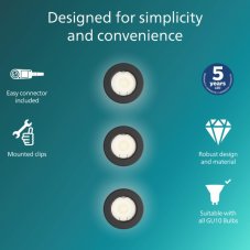 Zapuštěné svítidlo GU10 čierna IP20 PHILIPS Peridot 8721103037091 balení 3 ks