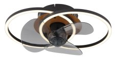 GLOBO 03661 KAREN stropní ventilátor se světlem LED 24W 2800/490lm 2700-6500K černá, kouřová, časovač, dálkový ovladač