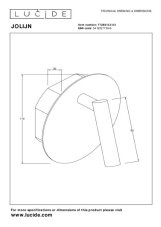 LUCIDE 77288/03/02 JOLIJN nástěnné svítidlo D102mm LED 2W/145lm 3000K mosazná, nabíjecí baterie, magnetický montážní systém