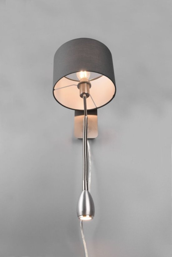 TRIO 271170211 HOTEL nástěnné svítidlo 1xE14 + 1xLED 3,1W/310lm matný nikl, šedá