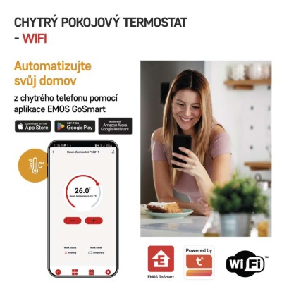 Emos P56211 GoSmart Bezdrátový pokojový termostat, bílá, WiFi