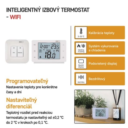 Emos P56211 GoSmart Bezdrátový pokojový termostat, bílá, WiFi