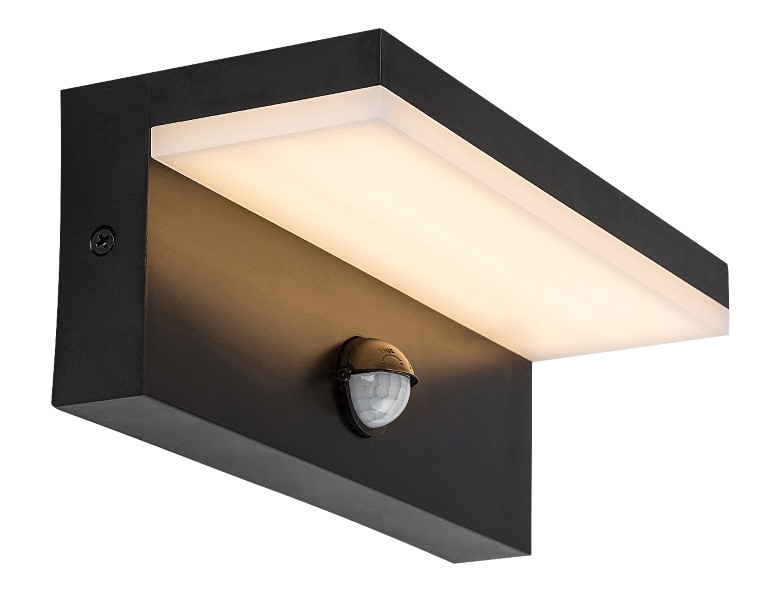 RABALUX 77115 Zaragoza vonkajšie nástenné svietidlo so senzorom LED 9W/800lm 2700+4000+6500K IP54 čierna