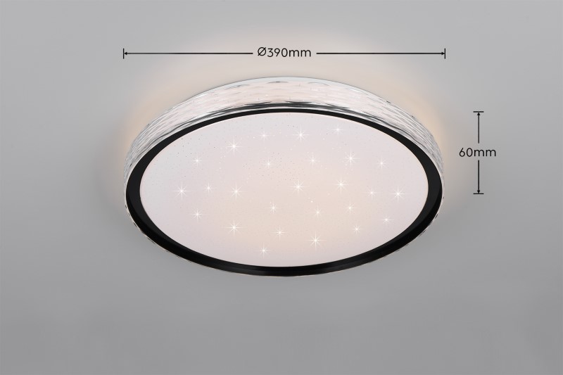 TRIO Reality R64811102 VARDA stropné svietidlo D390mm SMD LED 24W/2500lm 2700-6500K čierna, diaľkový ovládač, starlight efekt