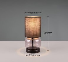 TRIO 517800154 ELIO stolná lampička V280mm 1xE27 čierna matná, dymová