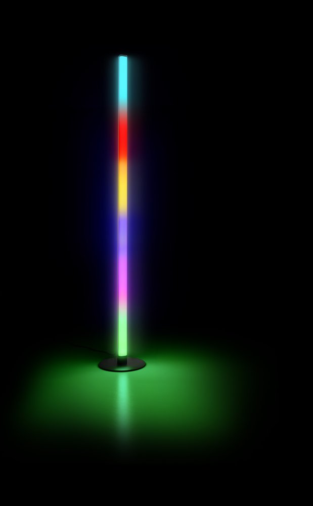 Moderní stojací lampa s dálkovým ovládáním a možností změny barvy s minimalistickým a nadčasovým designem do obývacího pokoje