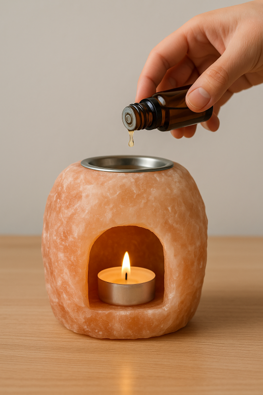 Varianta solné lampy s aroma olejem pro relaxaci