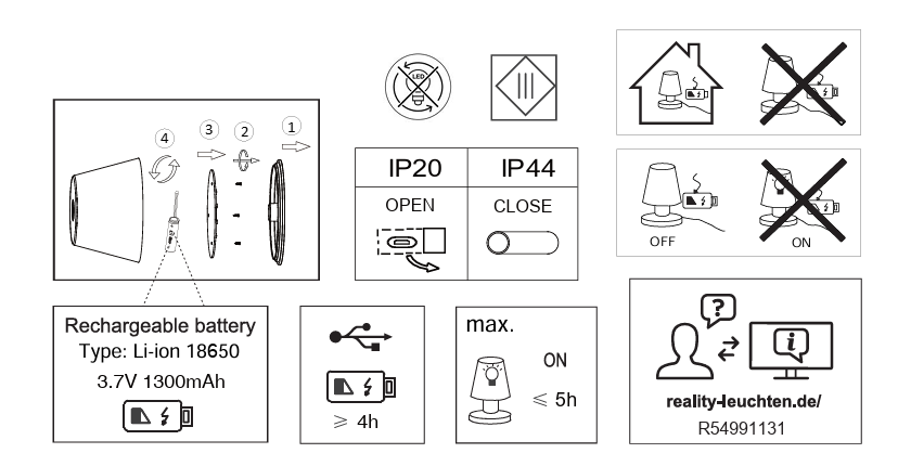Technické informace – baterie a nabíjení lampy VIDAL