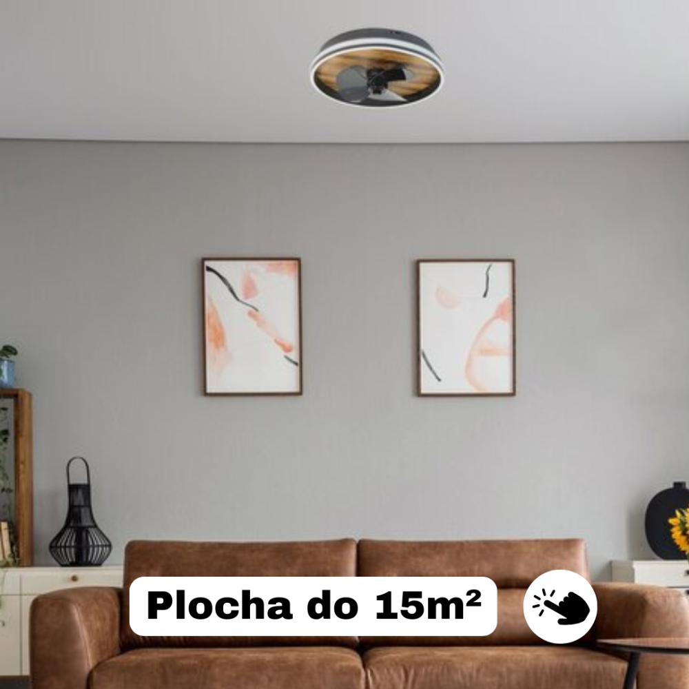 stropní dřevěný černý ventilátor do obývacího pokoje s plochou do 15 metrů čtverečních 
