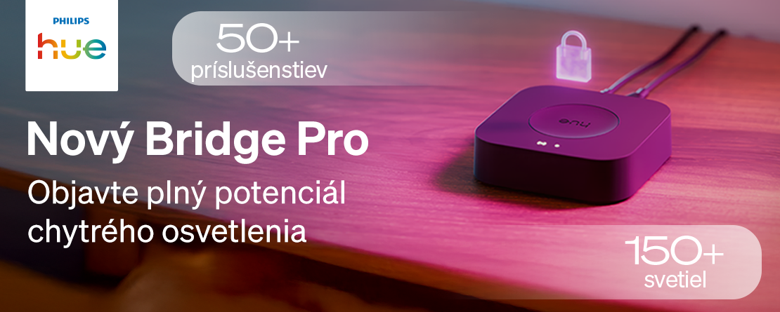 Nový Philips Hue Bridge Pro na stole – 50+ príslušenstiev a 150+ svetiel