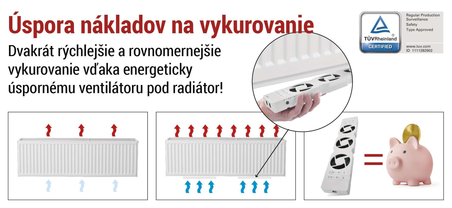 Ventilátor pod radiátor P56PR3 EMOS úspora nákladov na vykurovanie