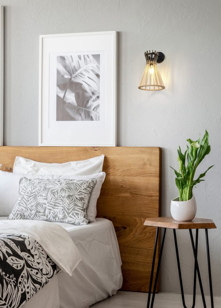 TRIO Reality R21861736 ALICE nástenné svietidlo s vypínačom 1xE27 čierna matná, prírodná