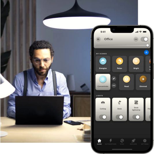 Nastavení barvy světla pro lepší soustředění v aplikaci Philips Hue