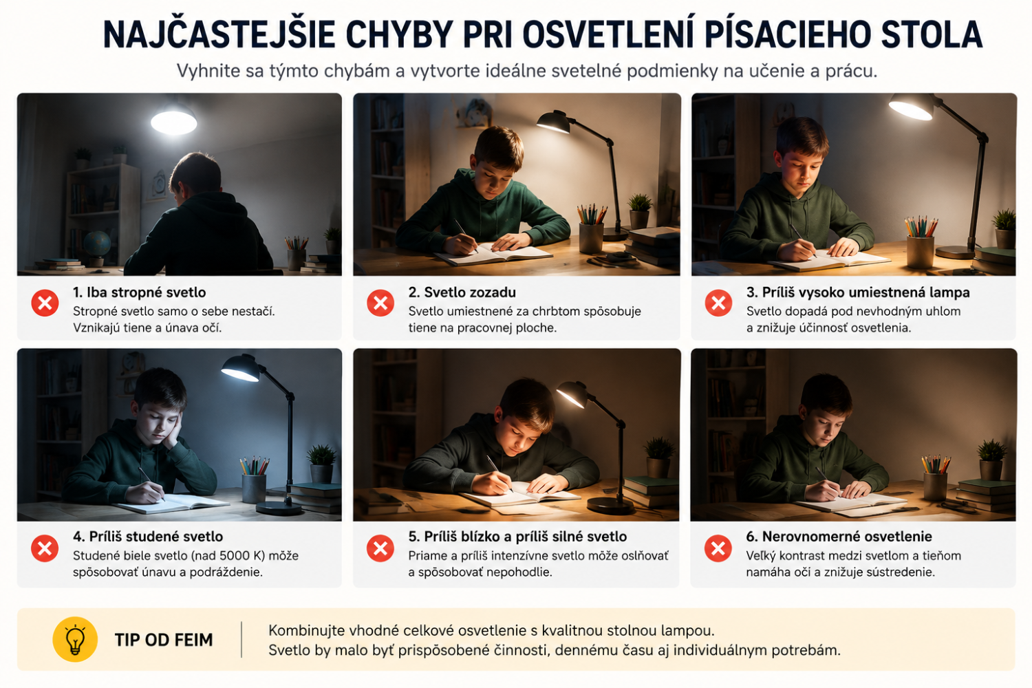 Najčastejšie chyby pri osvetlení písacieho stola školáka
