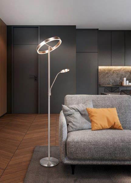 LED moderná stojacia lampa do obývačky s jednoduchým nadčasovým elegantným dizajnom 