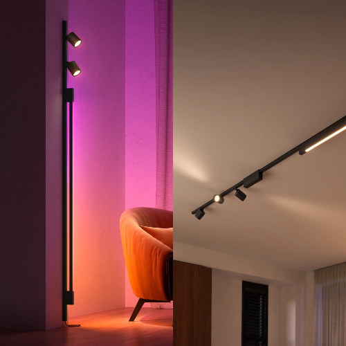 Instalace lišty Philips Hue Perifo na stěnu a strop v obývacím pokoji