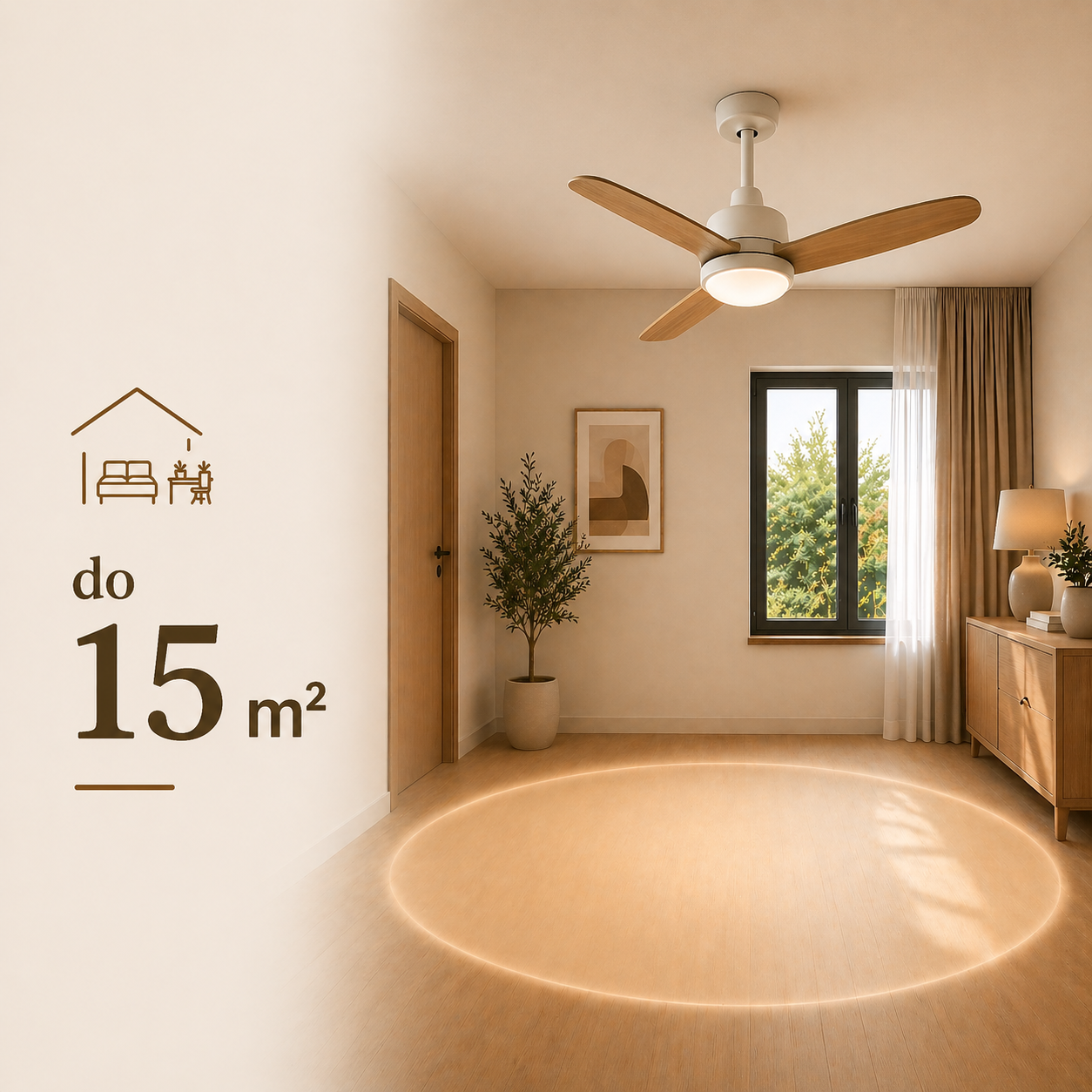 stropný drevený čierny ventilátor do obývacej izby s plochou do 15 metrov štvorcových