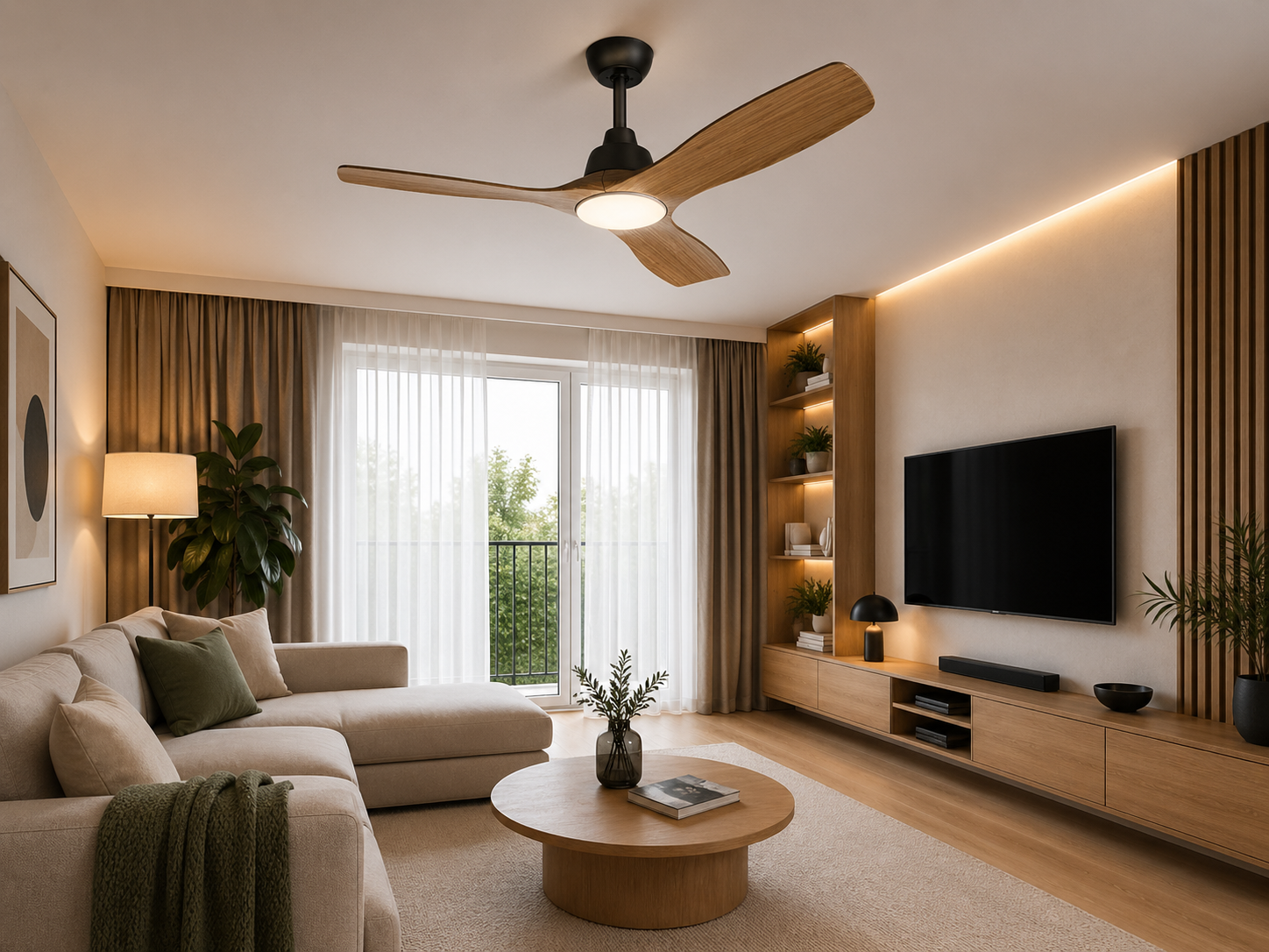 Stropné svietidlo s ventilátorom Philips Olas čierne moderný interiér