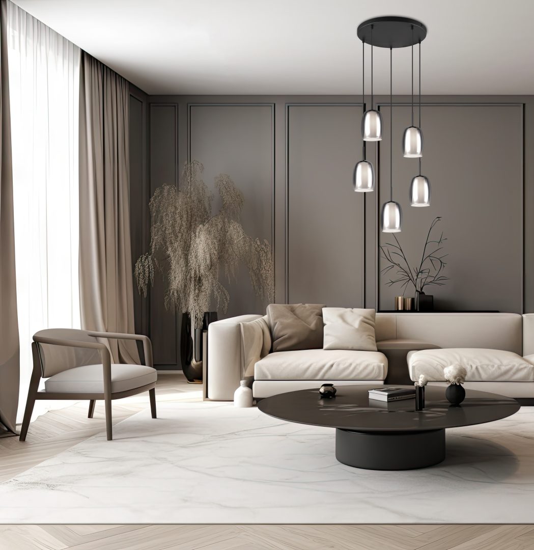 Luxusní závěsné svítidlo Rodinka BARRET – elegantní kovové lustry pro moderní interiér ve stylu Trio Select na Feim.cz