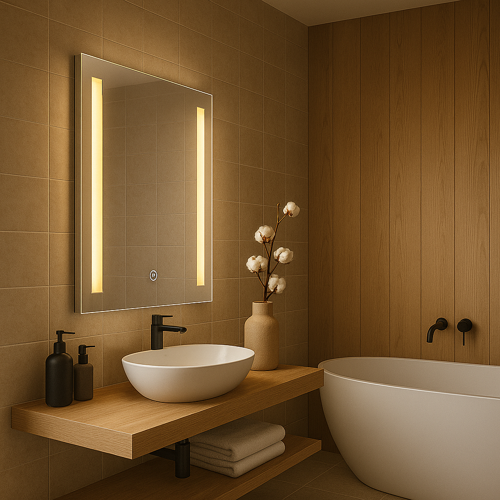 Obdélníkové koupelnové zrcadlo s integrovaným LED osvětlením