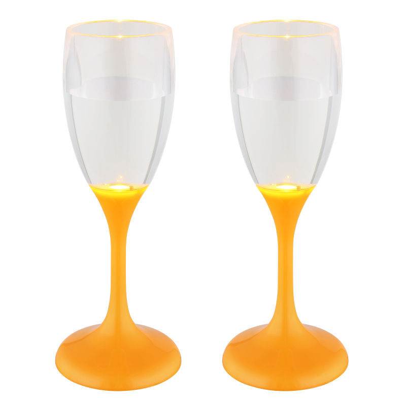 Svietiace poháre na víno a prosecco GLOBO COEN vytvárajúce romantickú atmosféru rozsvietené