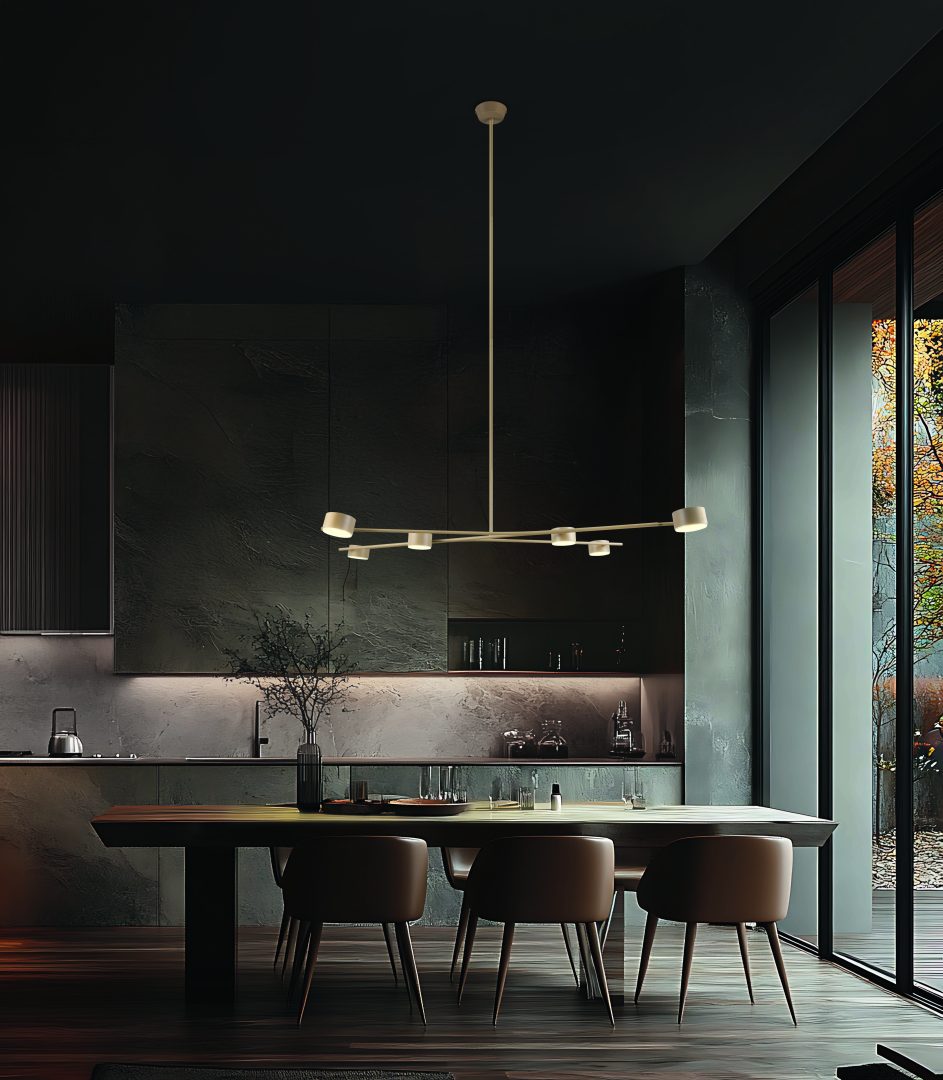 Designové stropní svítidlo Rodinka CODA – minimalistické osvětlení s mosaznými detaily pro luxusní prostory